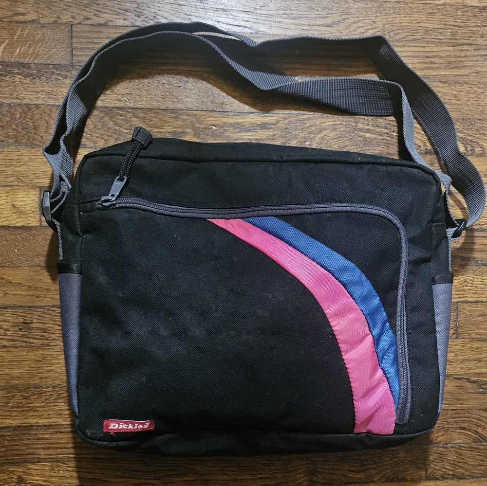 Vintage Dickies Black Gray Laptop Messenger Organizer Crossbody Courier Book Bag